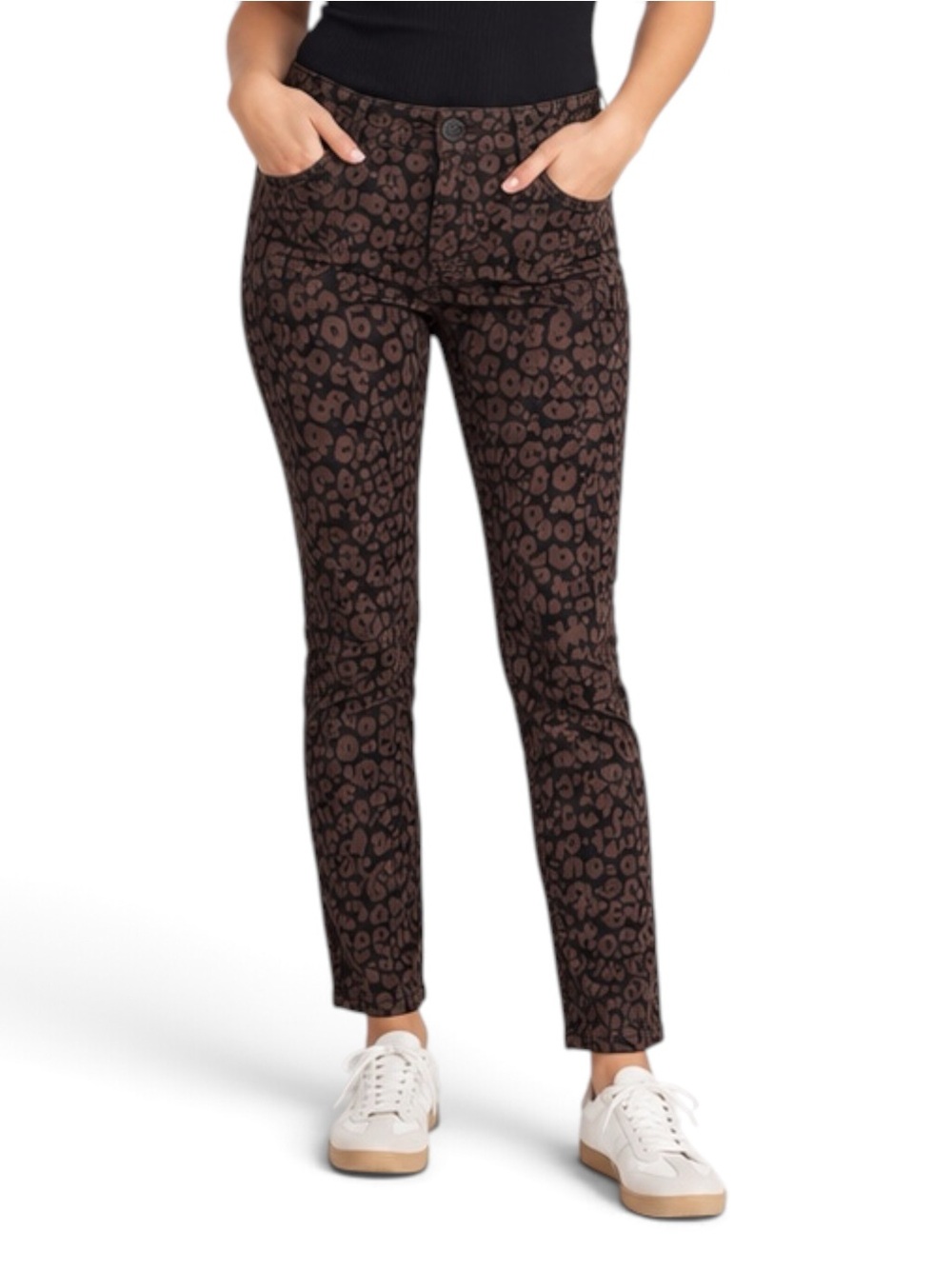 Sanctuary Leopard Twill Pants 28 Brown Black Skinny Ankle Stretch NWT